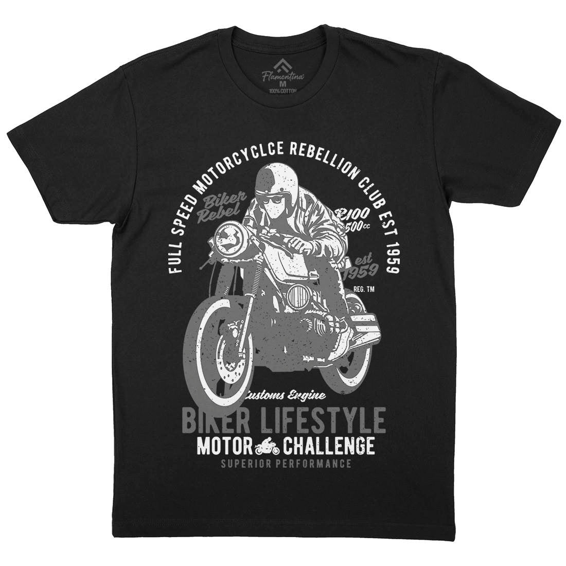Biker Lifestyle Mens Crew Neck T-Shirt Motorcycles A619