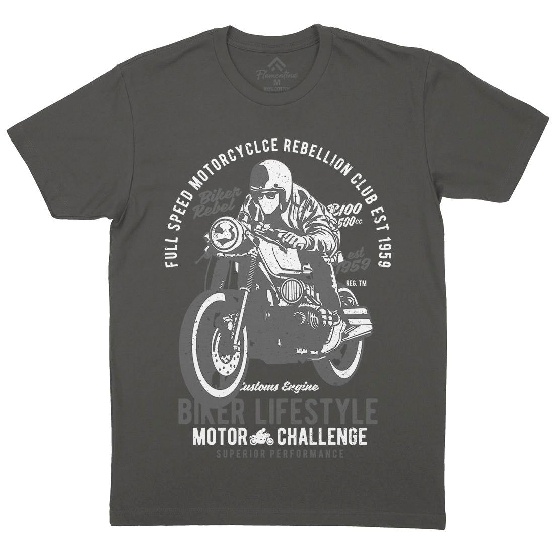 Biker Lifestyle Mens Organic Crew Neck T-Shirt Motorcycles A619