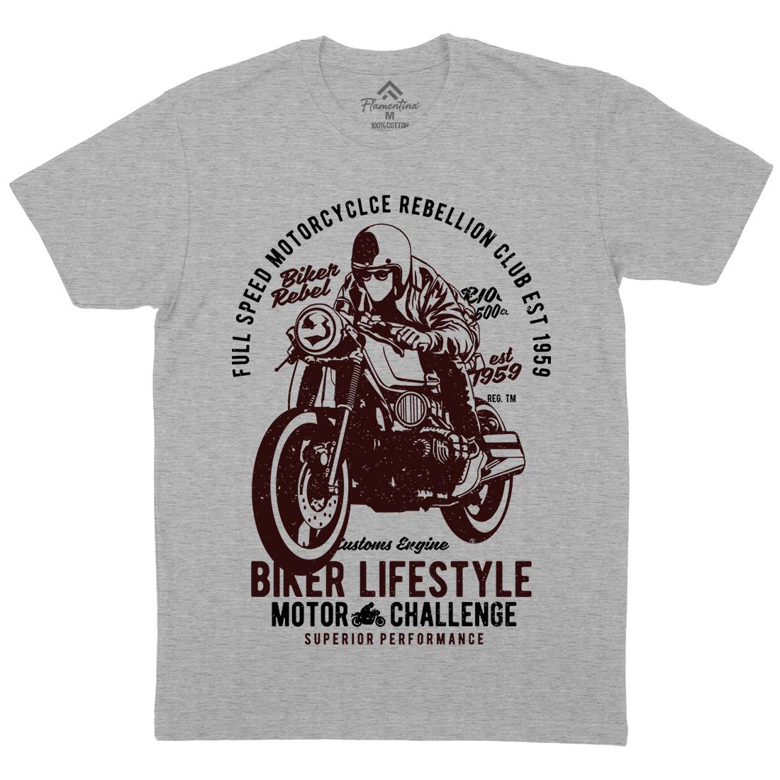 Biker Lifestyle Mens Crew Neck T-Shirt Motorcycles A619