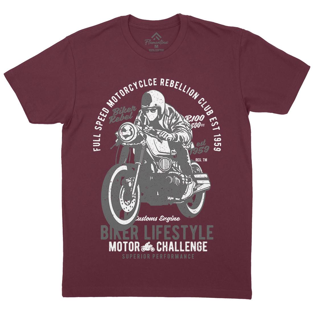Biker Lifestyle Mens Organic Crew Neck T-Shirt Motorcycles A619