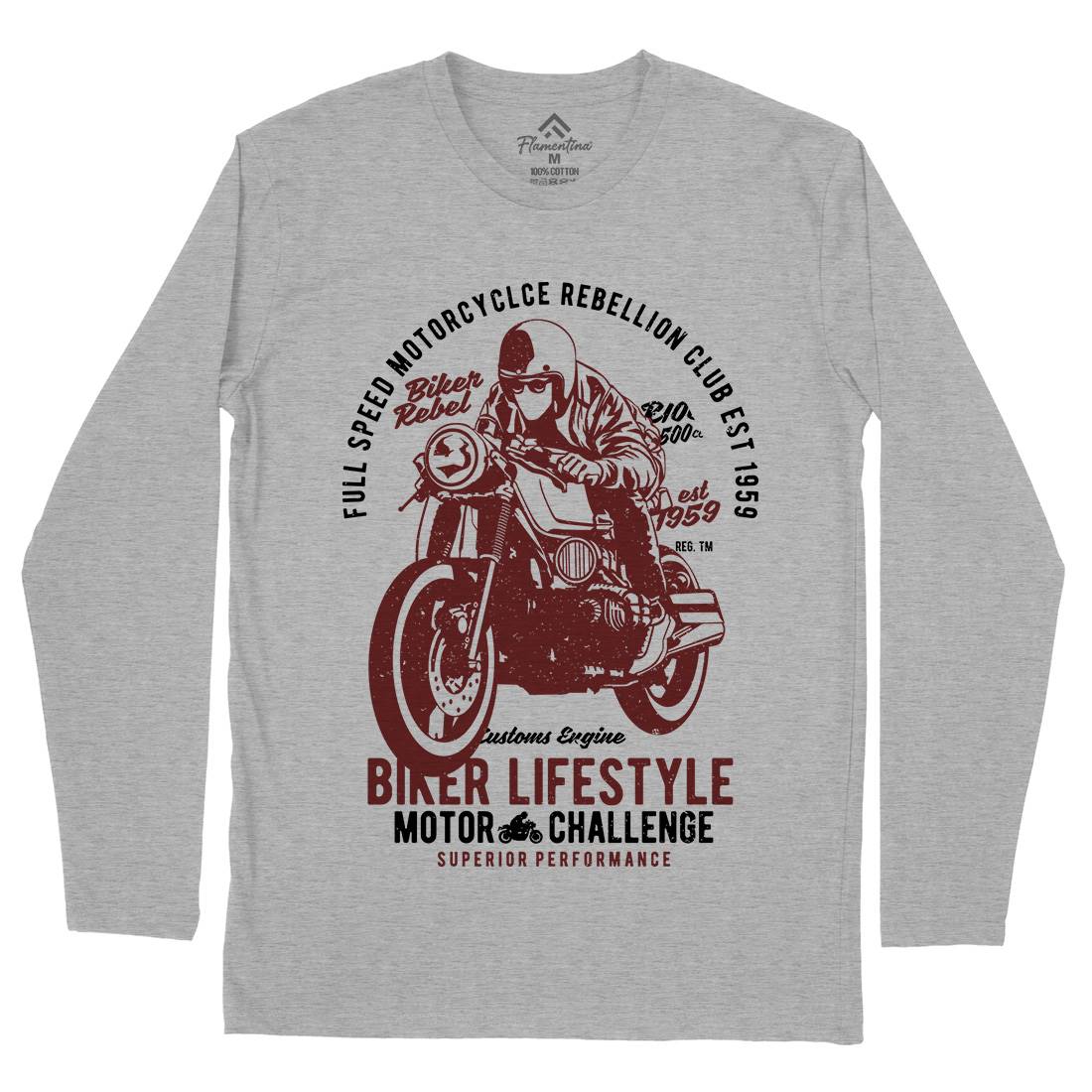 Biker Lifestyle Mens Long Sleeve T-Shirt Motorcycles A619