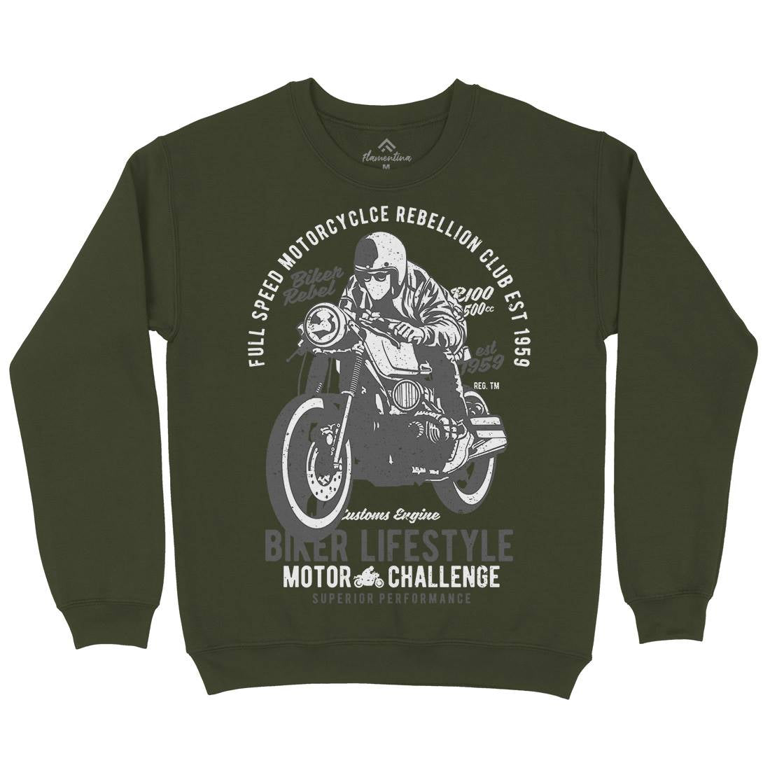 Biker Lifestyle Mens Crew Neck Sweatshirt Motorcycles A619