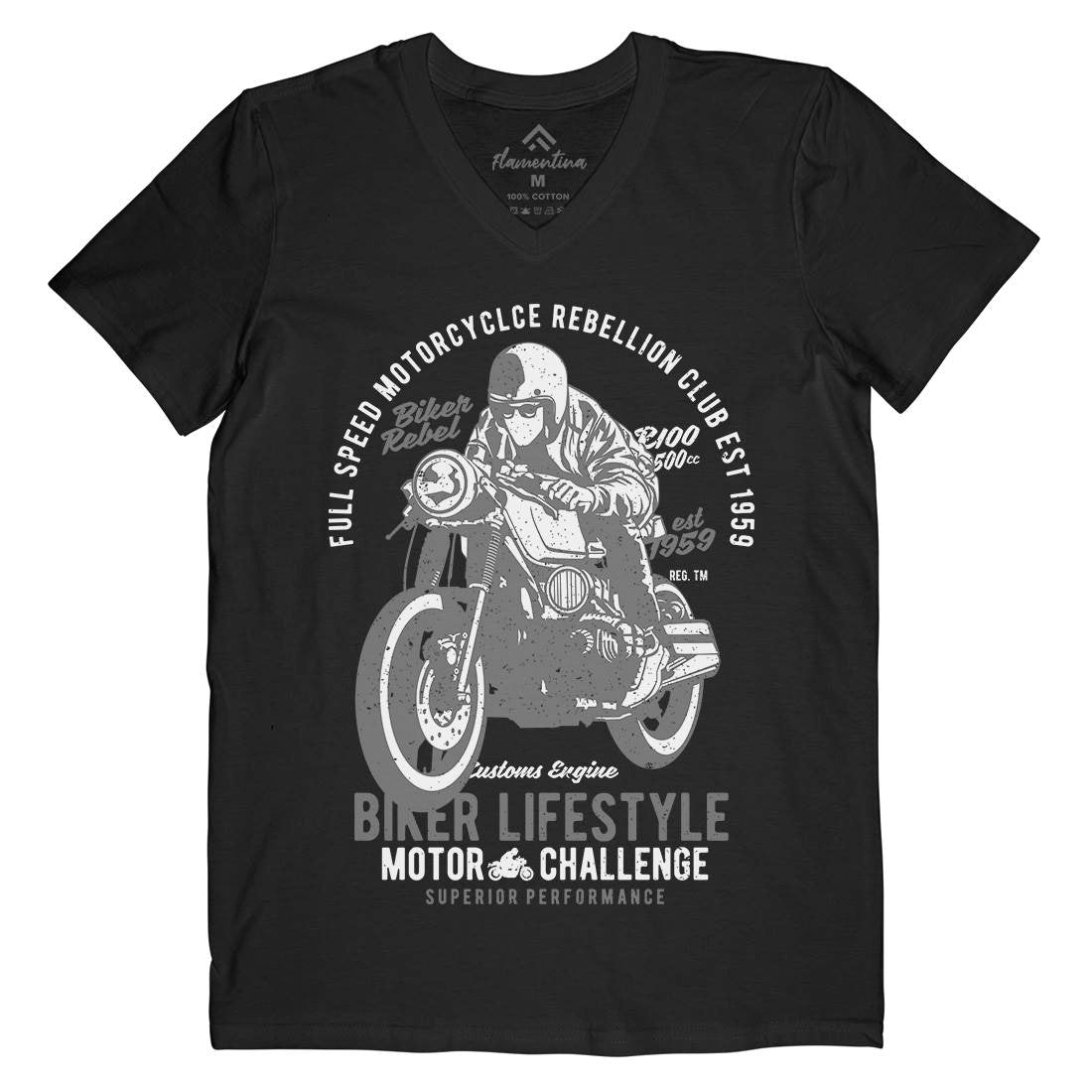 Biker Lifestyle Mens V-Neck T-Shirt Motorcycles A619