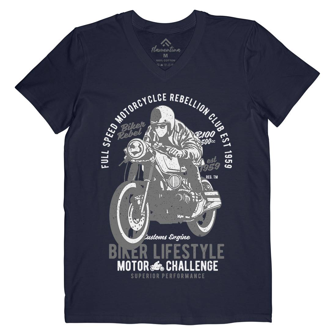 Biker Lifestyle Mens Organic V-Neck T-Shirt Motorcycles A619