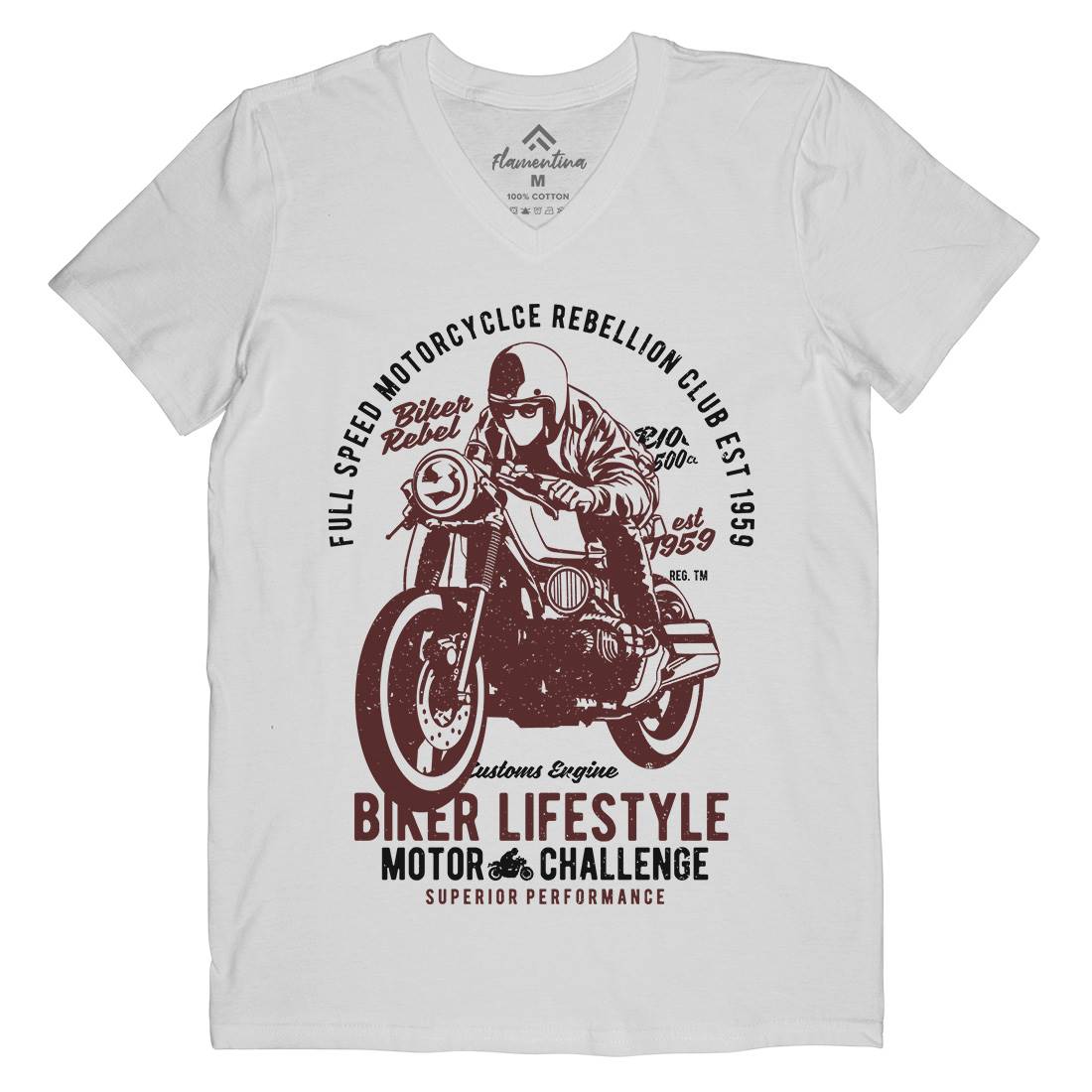 Biker Lifestyle Mens Organic V-Neck T-Shirt Motorcycles A619