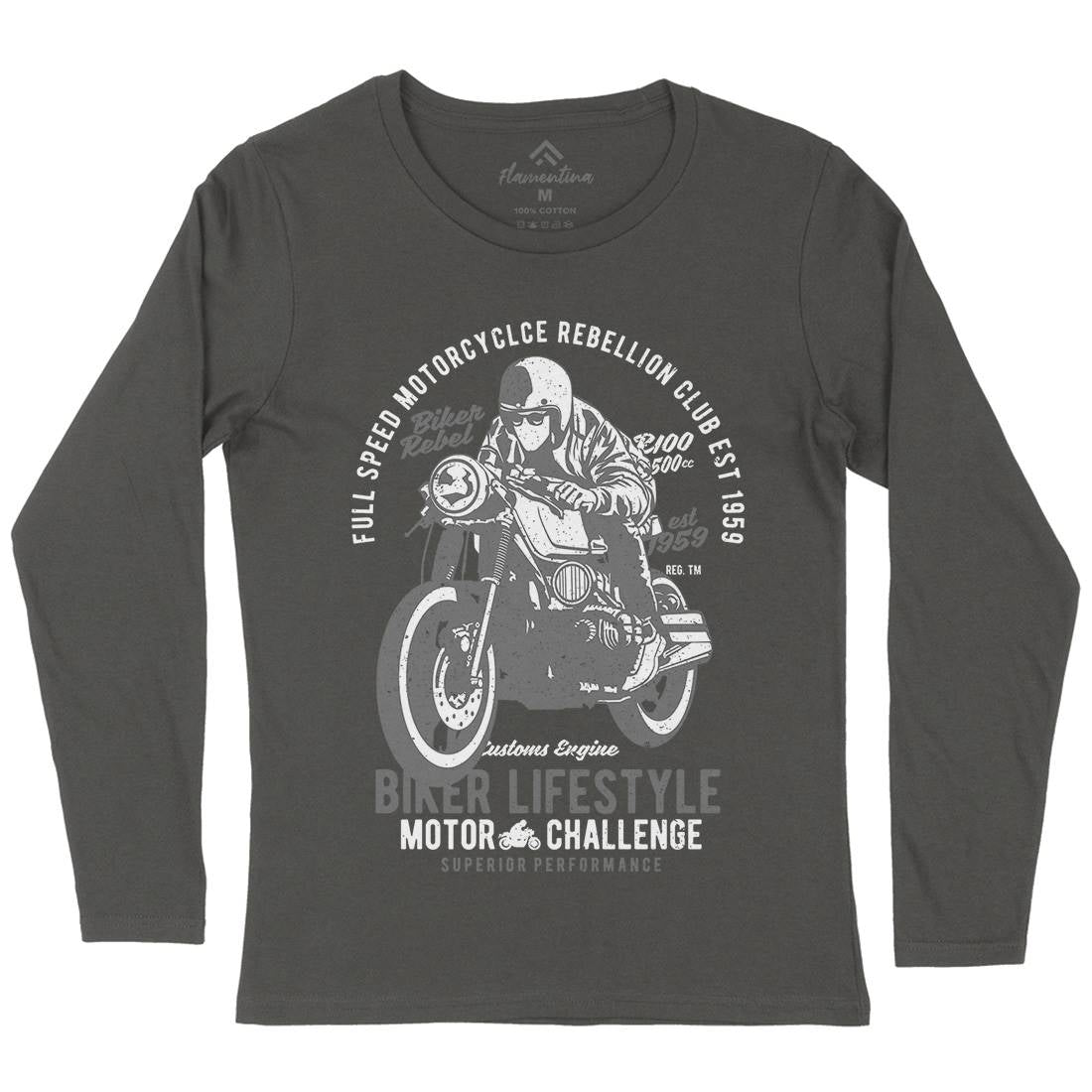 Biker Lifestyle Womens Long Sleeve T-Shirt Motorcycles A619