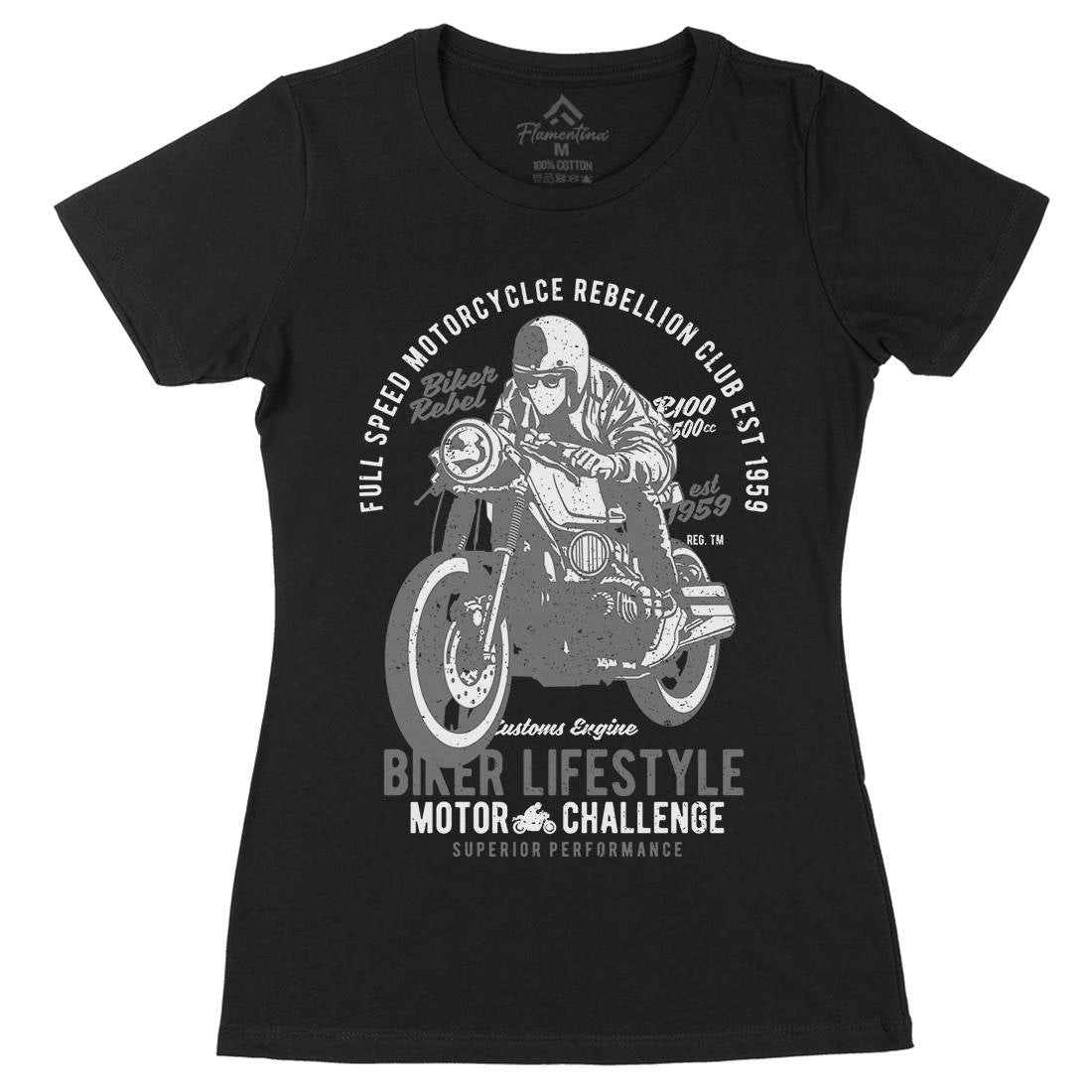 Biker Lifestyle Womens Organic Crew Neck T-Shirt Motorcycles A619