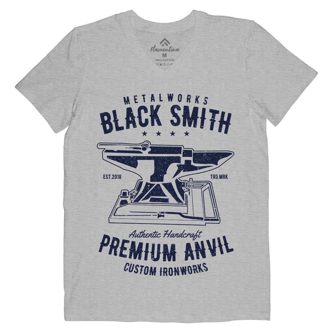 Blacksmith Mens Organic V-Neck T-Shirt Work A620