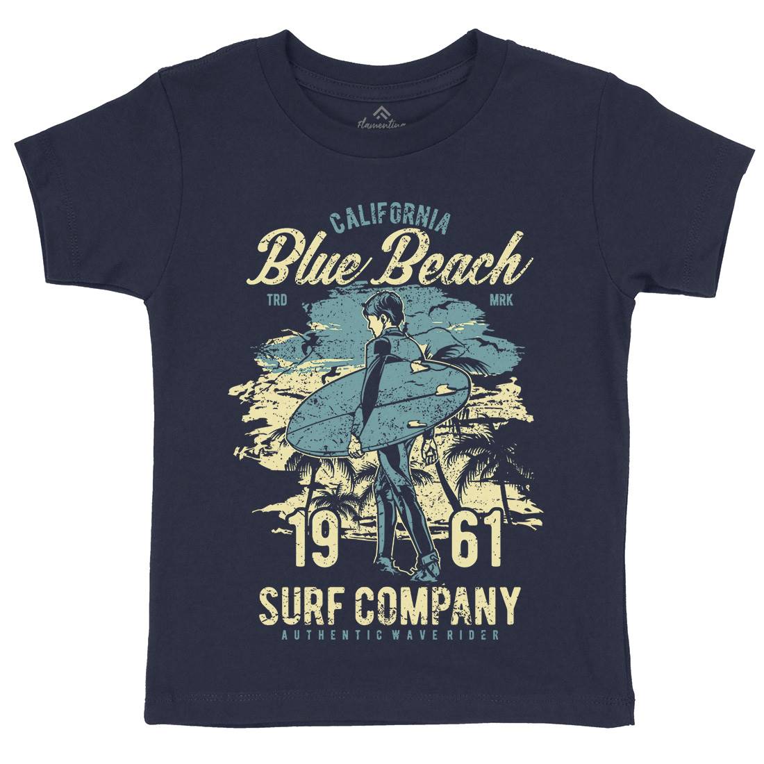 Blue Beach Kids Organic Crew Neck T-Shirt Surf A621
