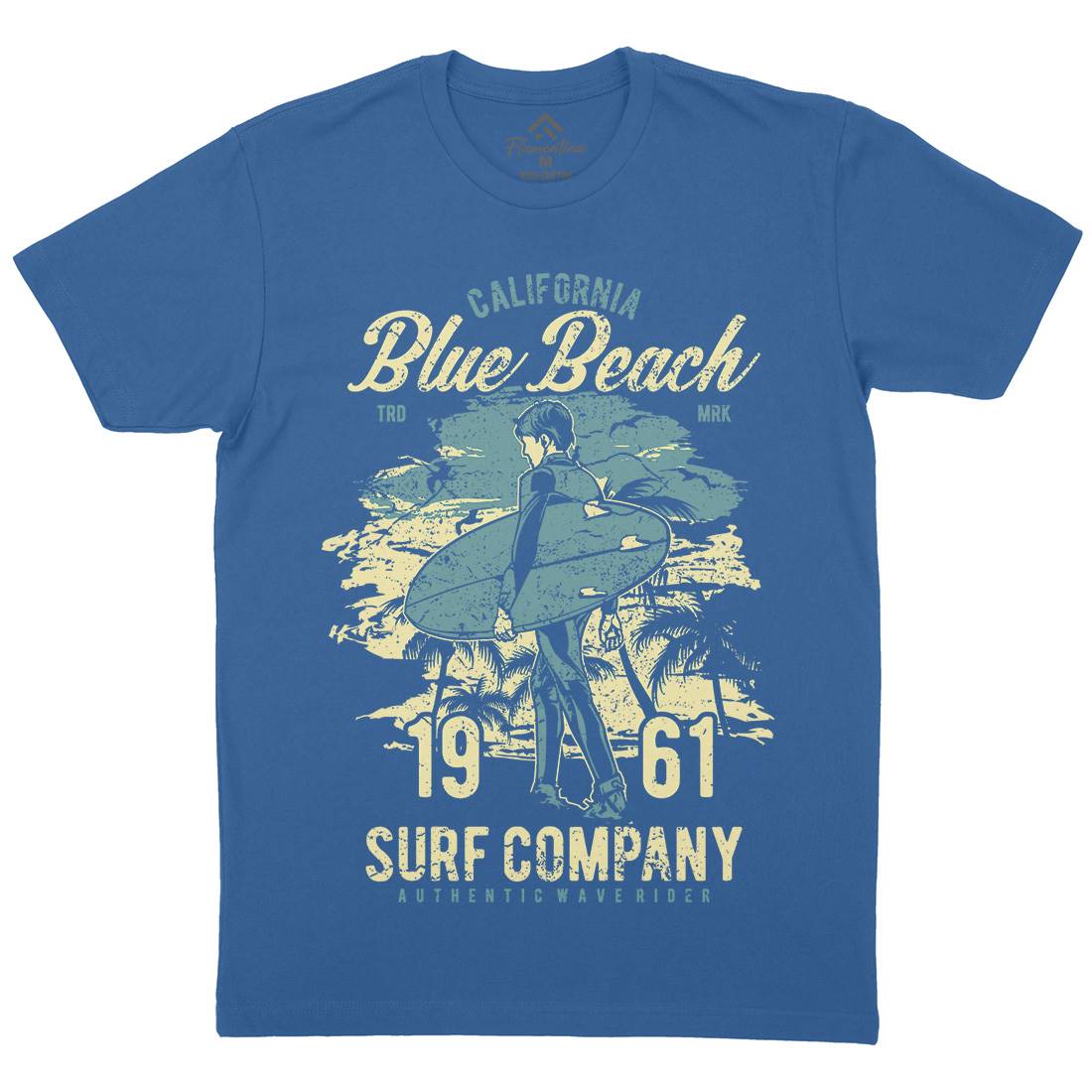 Blue Beach Mens Crew Neck T-Shirt Surf A621