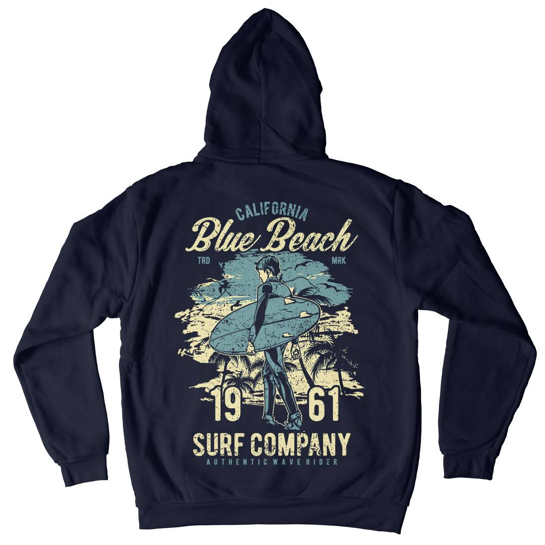 Blue Beach Mens Hoodie With Pocket Surf A621