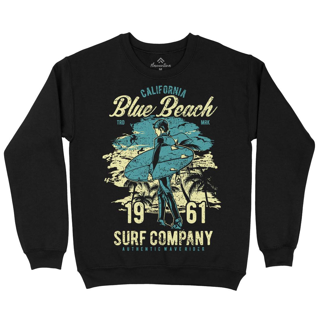 Blue Beach Mens Crew Neck Sweatshirt Surf A621