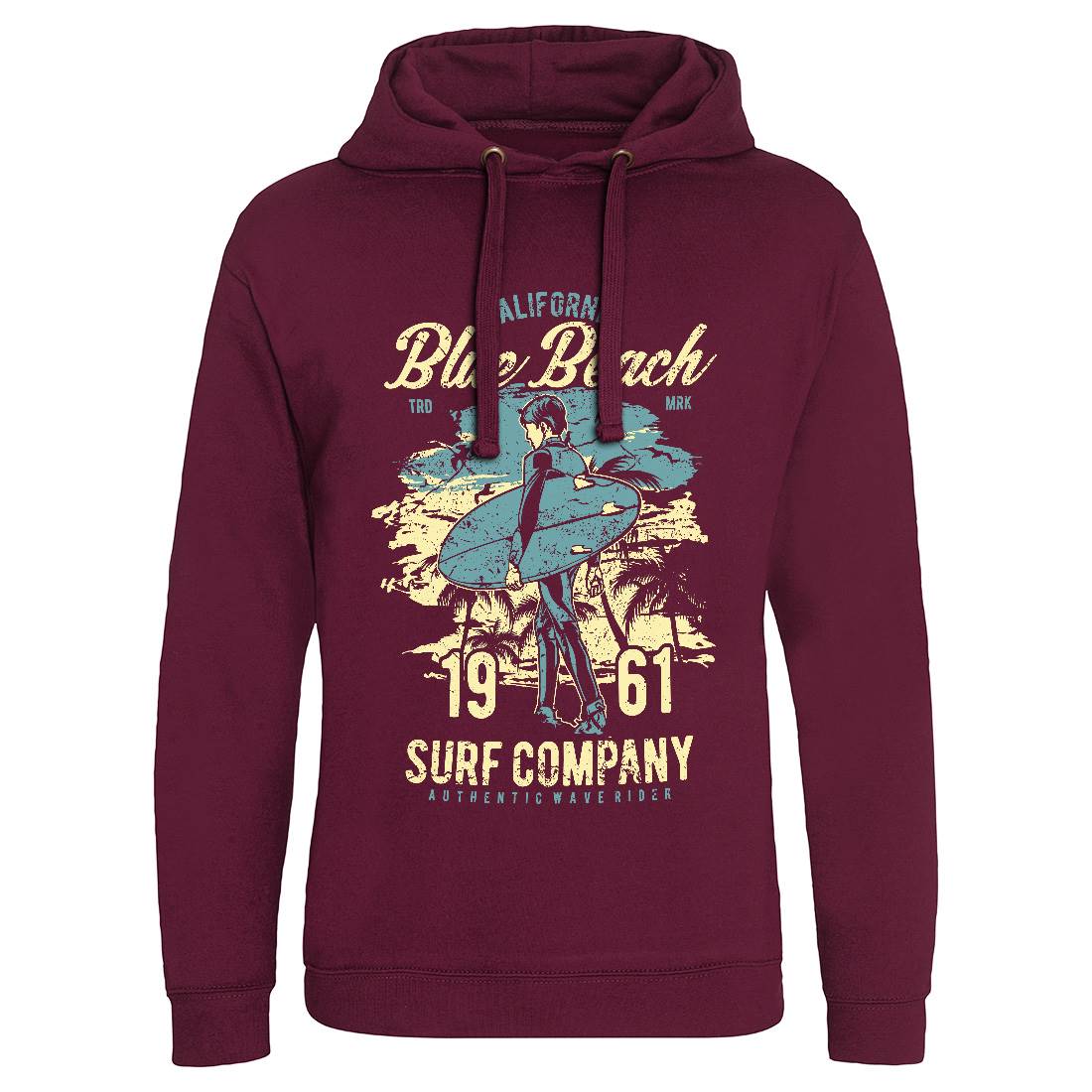 Blue Beach Mens Hoodie Without Pocket Surf A621