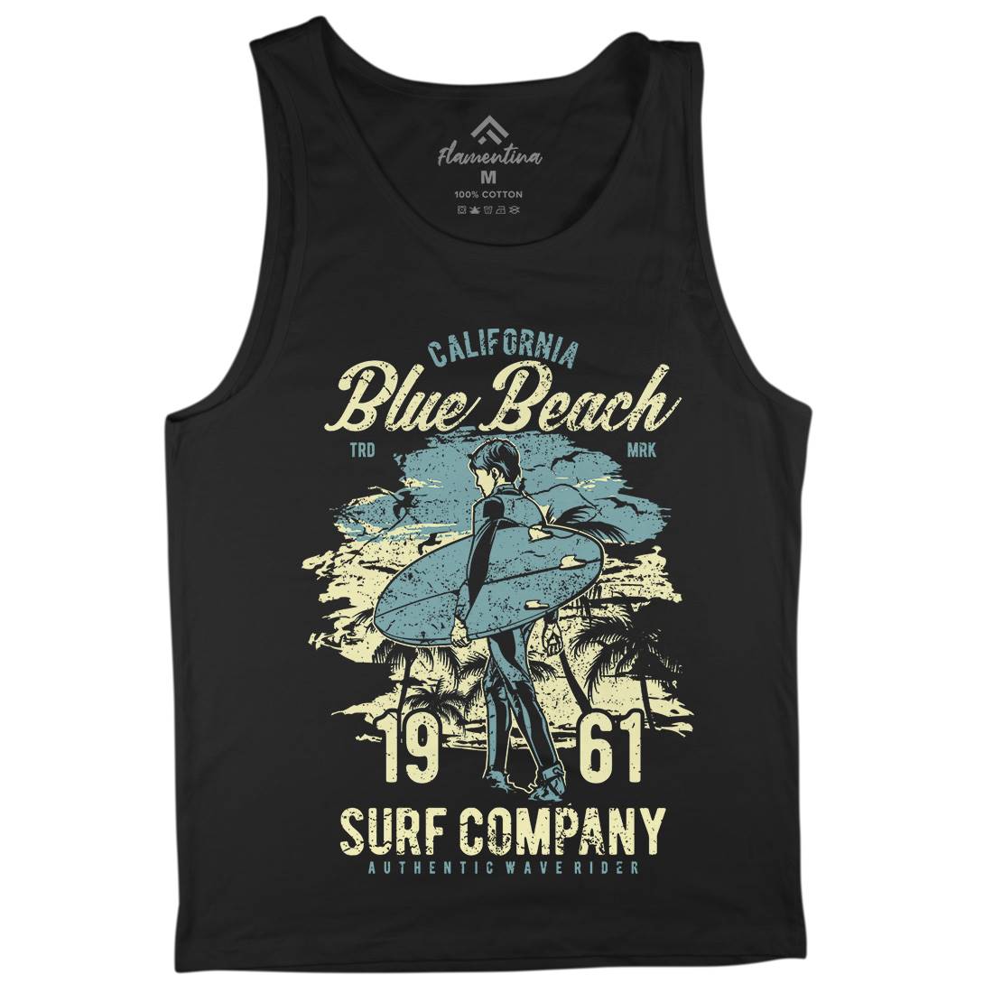 Blue Beach Mens Tank Top Vest Surf A621