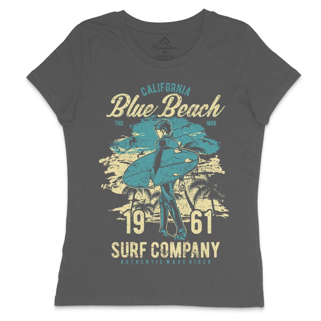 Blue Beach Womens Crew Neck T-Shirt Surf A621