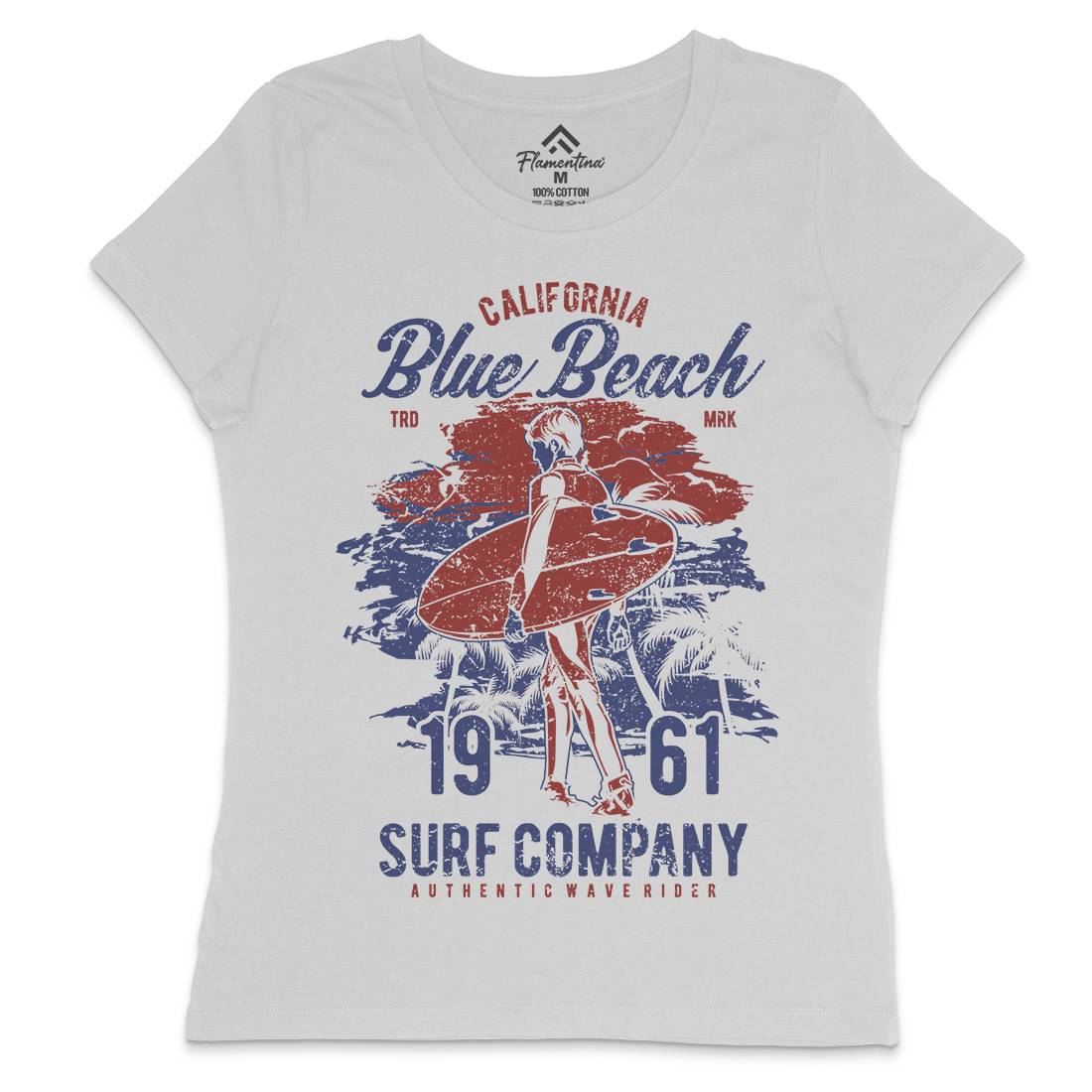 Blue Beach Womens Crew Neck T-Shirt Surf A621