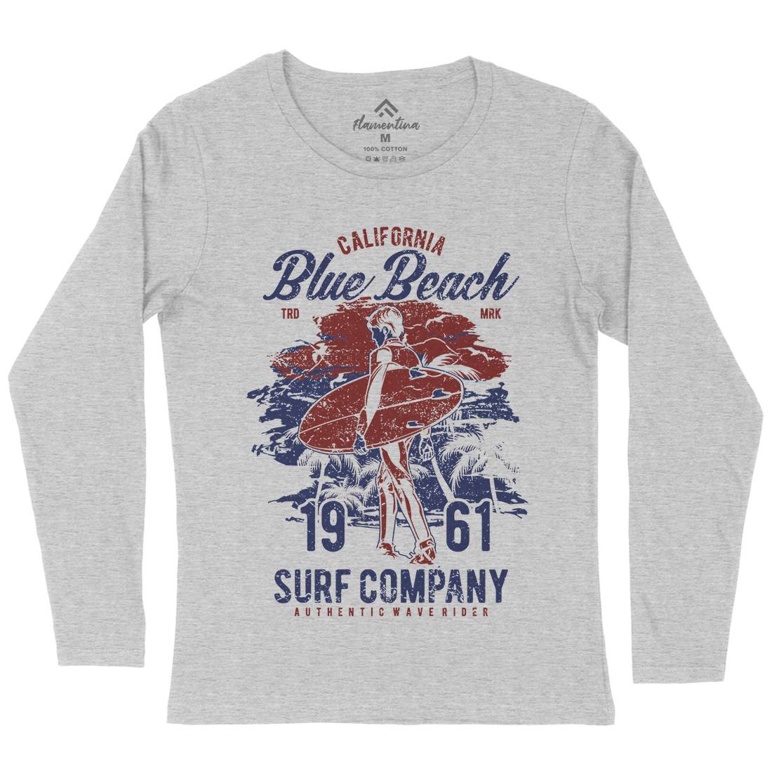 Blue Beach Womens Long Sleeve T-Shirt Surf A621