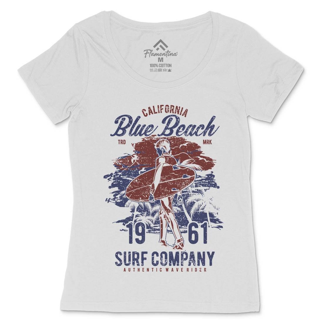 Blue Beach Womens Scoop Neck T-Shirt Surf A621