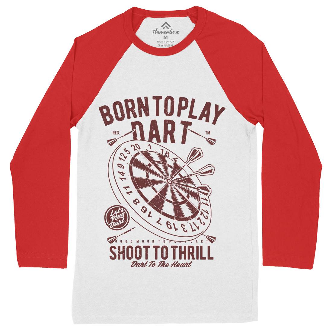 Born To Play Mens Long Sleeve Baseball T-Shirt Sport A622