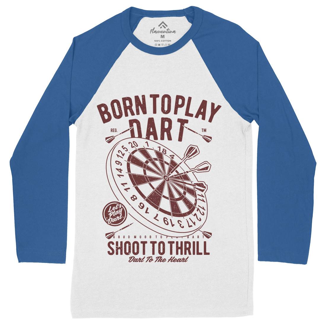 Born To Play Mens Long Sleeve Baseball T-Shirt Sport A622