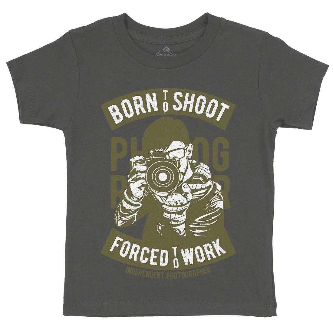 Born To Shoot Kids Organic Crew Neck T-Shirt Media A623