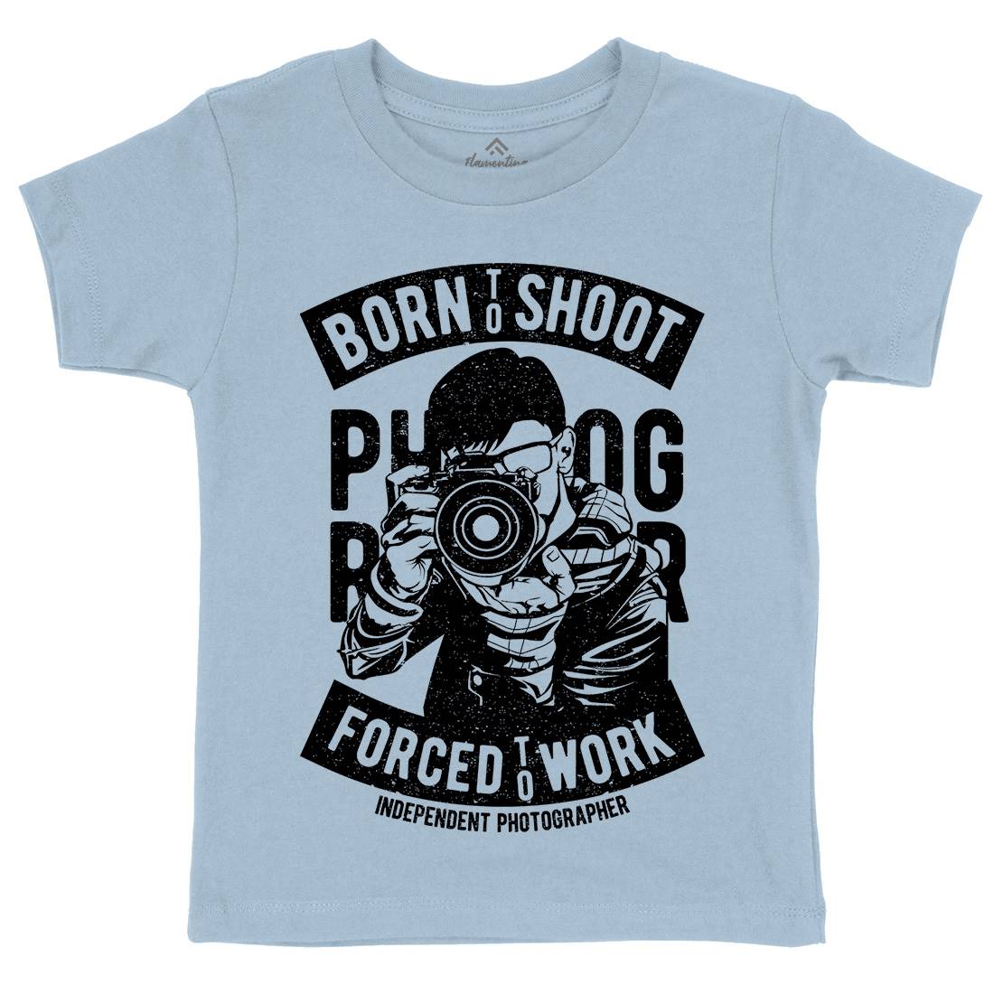 Born To Shoot Kids Organic Crew Neck T-Shirt Media A623