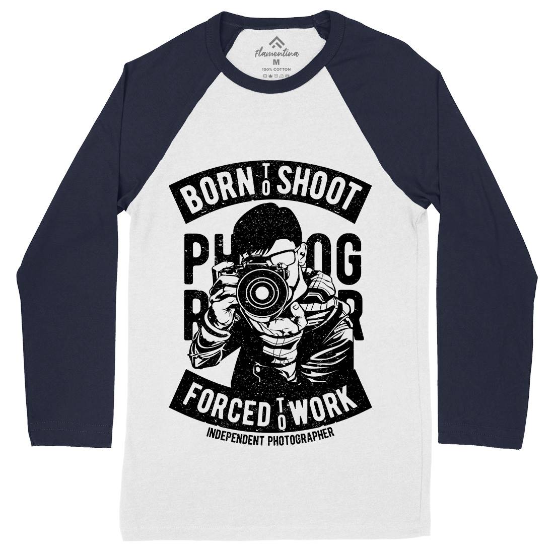 Born To Shoot Mens Long Sleeve Baseball T-Shirt Media A623