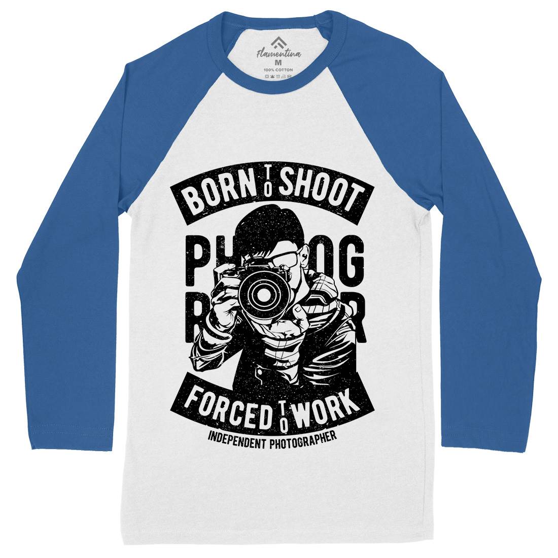 Born To Shoot Mens Long Sleeve Baseball T-Shirt Media A623