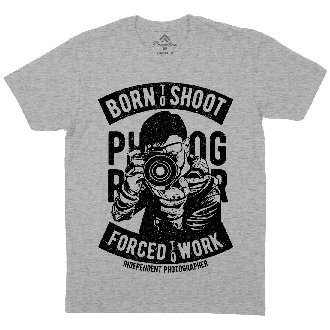 Born To Shoot Mens Organic Crew Neck T-Shirt Media A623