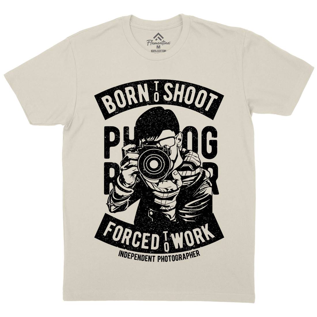 Born To Shoot Mens Organic Crew Neck T-Shirt Media A623
