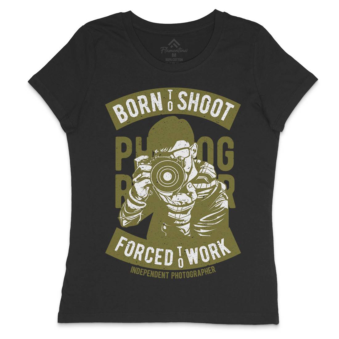 Born To Shoot Womens Crew Neck T-Shirt Media A623