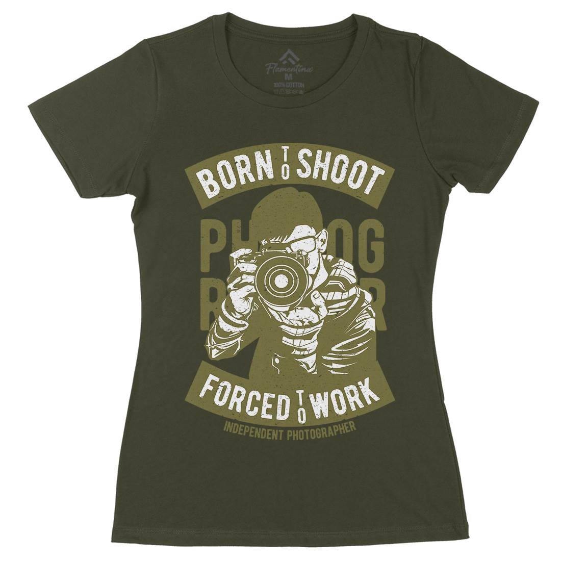 Born To Shoot Womens Organic Crew Neck T-Shirt Media A623