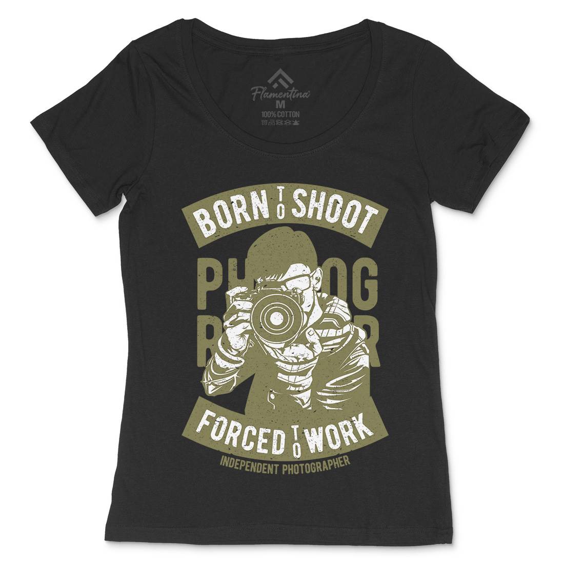 Born To Shoot Womens Scoop Neck T-Shirt Media A623