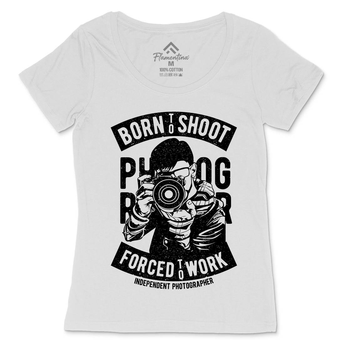 Born To Shoot Womens Scoop Neck T-Shirt Media A623