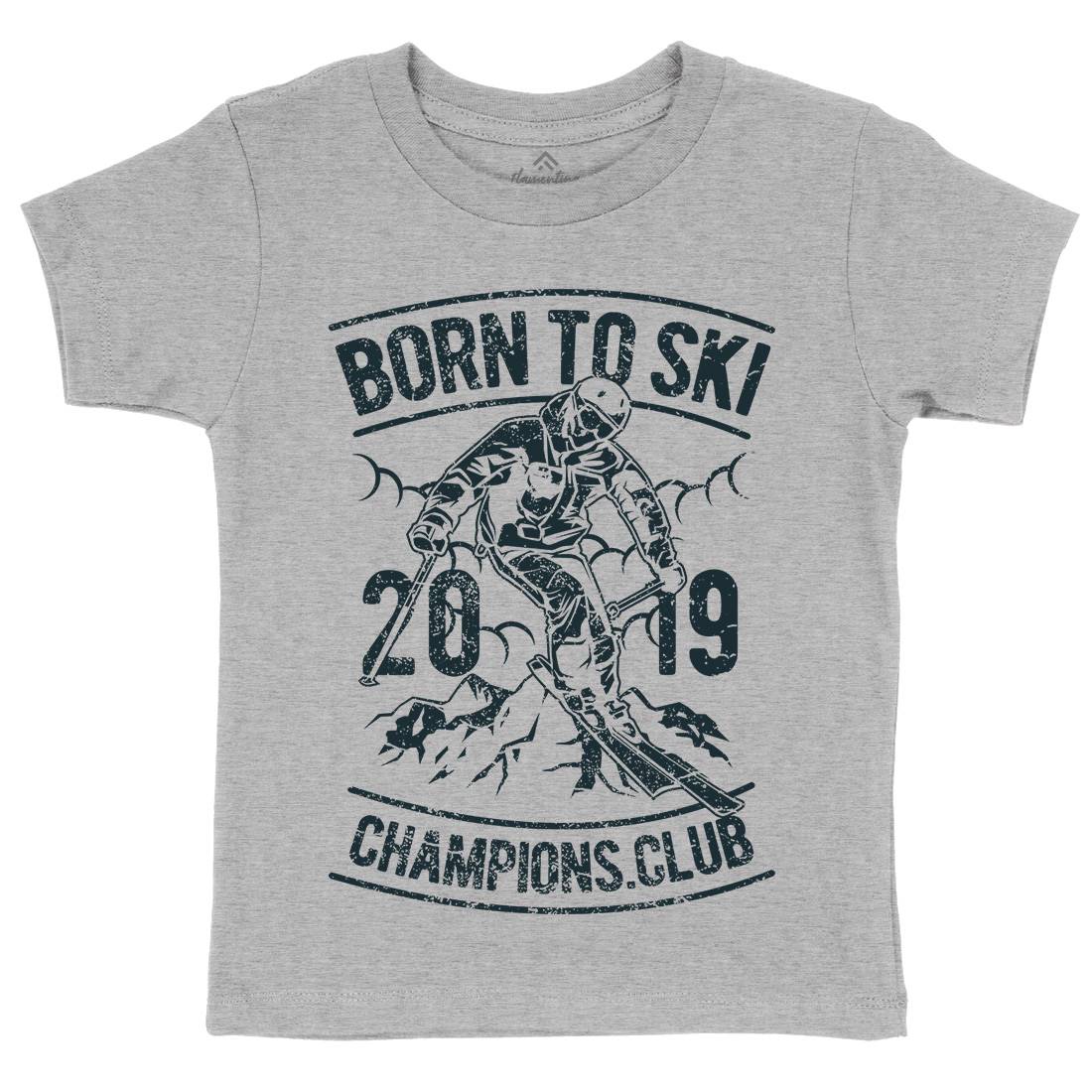 Born To Ski Kids Organic Crew Neck T-Shirt Sport A624