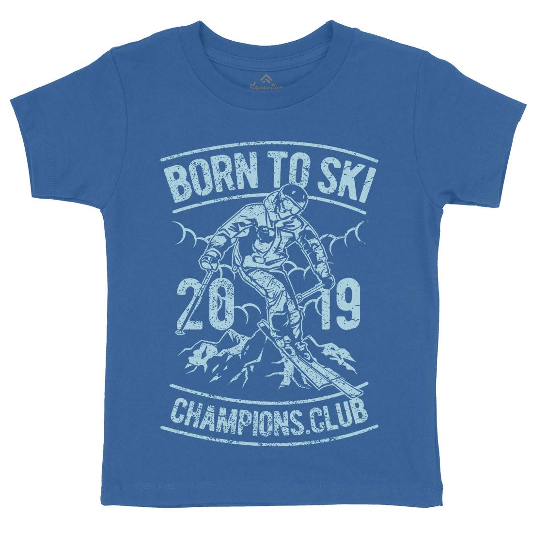 Born To Ski Kids Organic Crew Neck T-Shirt Sport A624