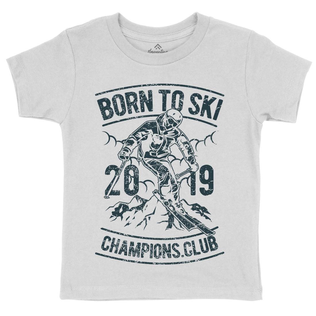 Born To Ski Kids Crew Neck T-Shirt Sport A624