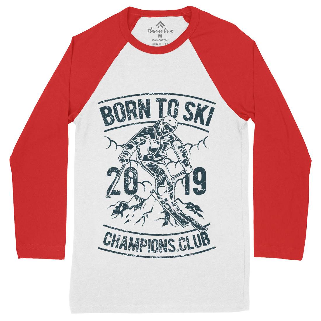 Born To Ski Mens Long Sleeve Baseball T-Shirt Sport A624