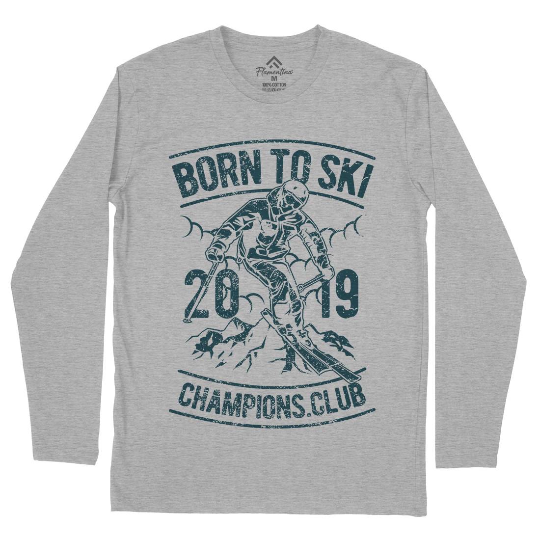 Born To Ski Mens Long Sleeve T-Shirt Sport A624