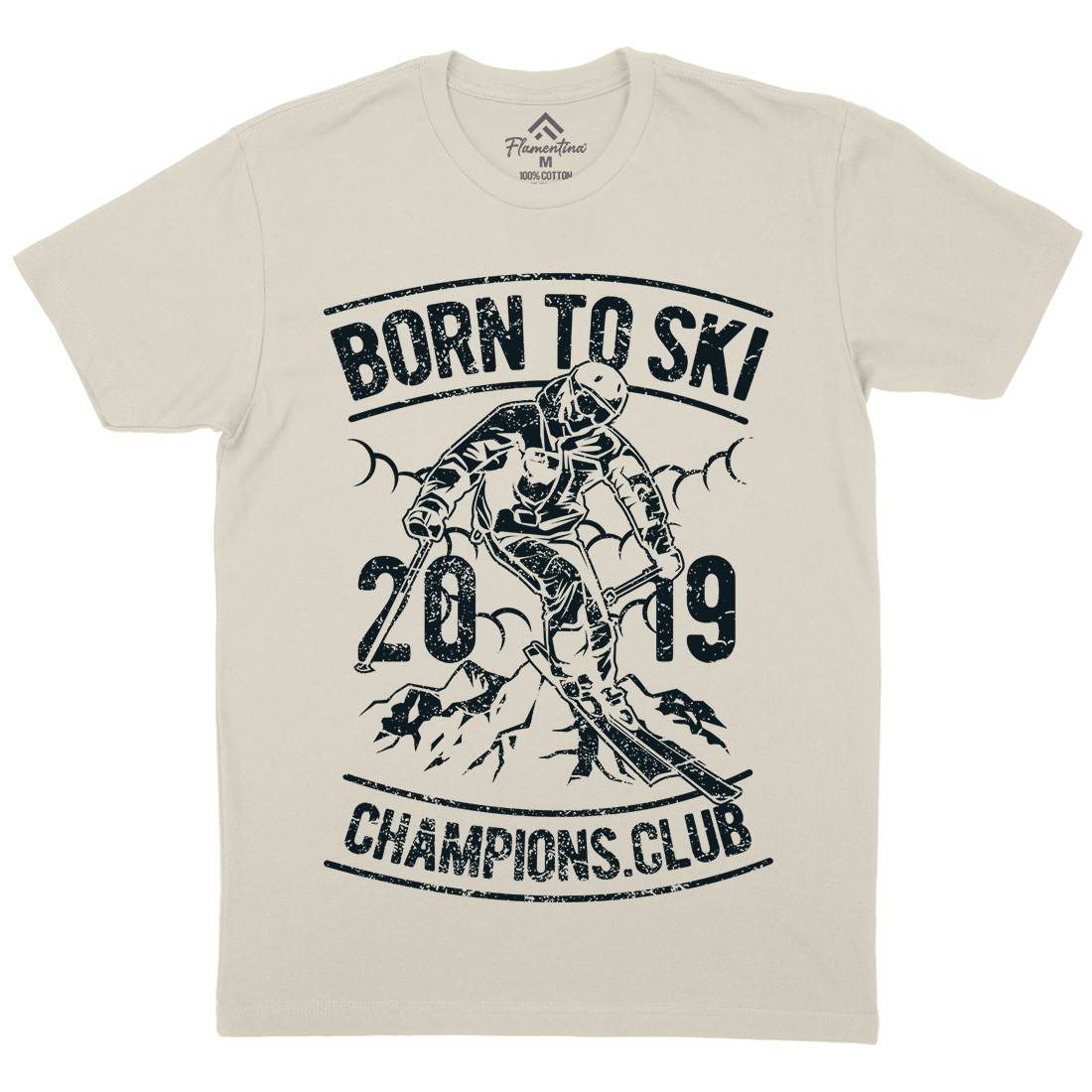 Born To Ski Mens Organic Crew Neck T-Shirt Sport A624