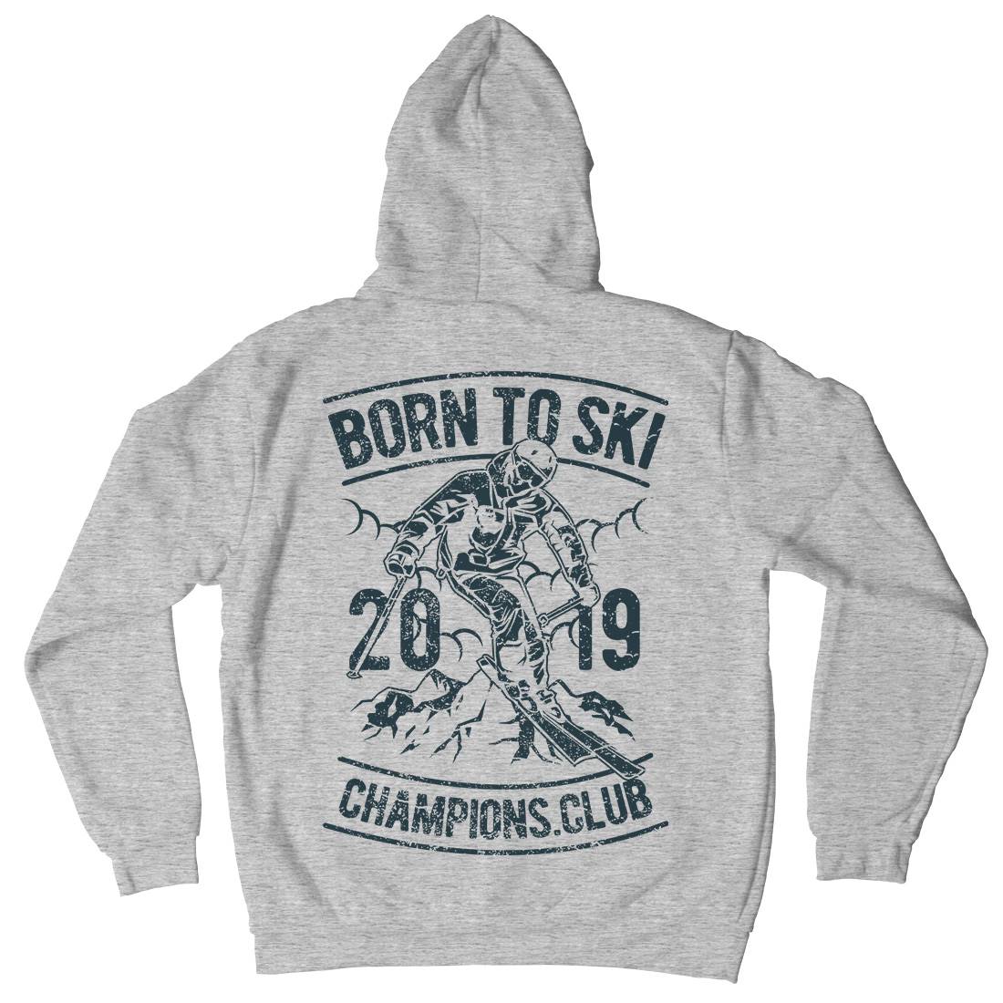 Born To Ski Mens Hoodie With Pocket Sport A624