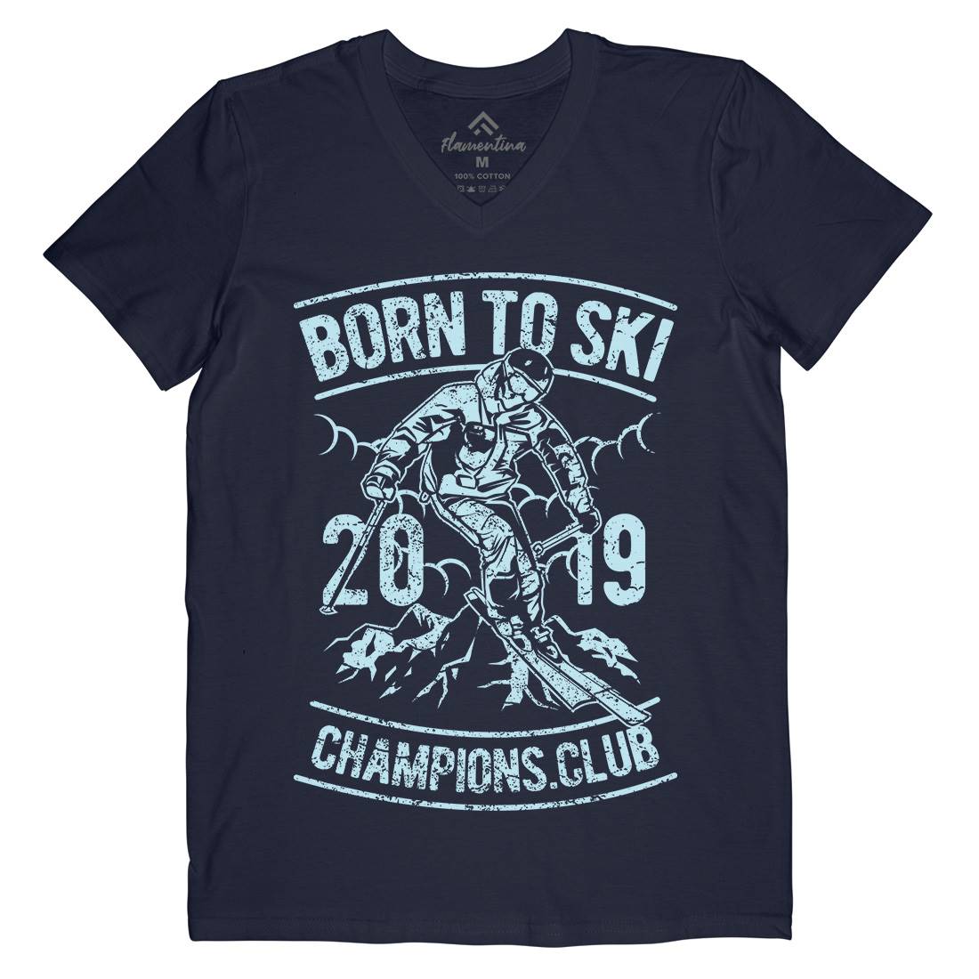 Born To Ski Mens V-Neck T-Shirt Sport A624