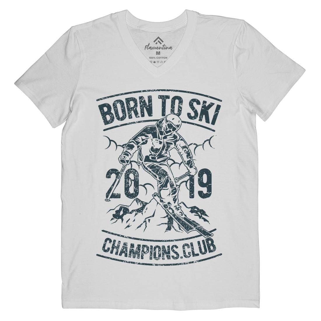 Born To Ski Mens V-Neck T-Shirt Sport A624