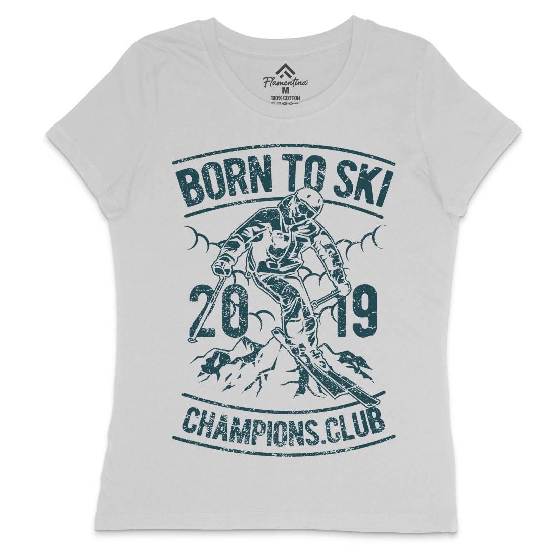 Born To Ski Womens Crew Neck T-Shirt Sport A624