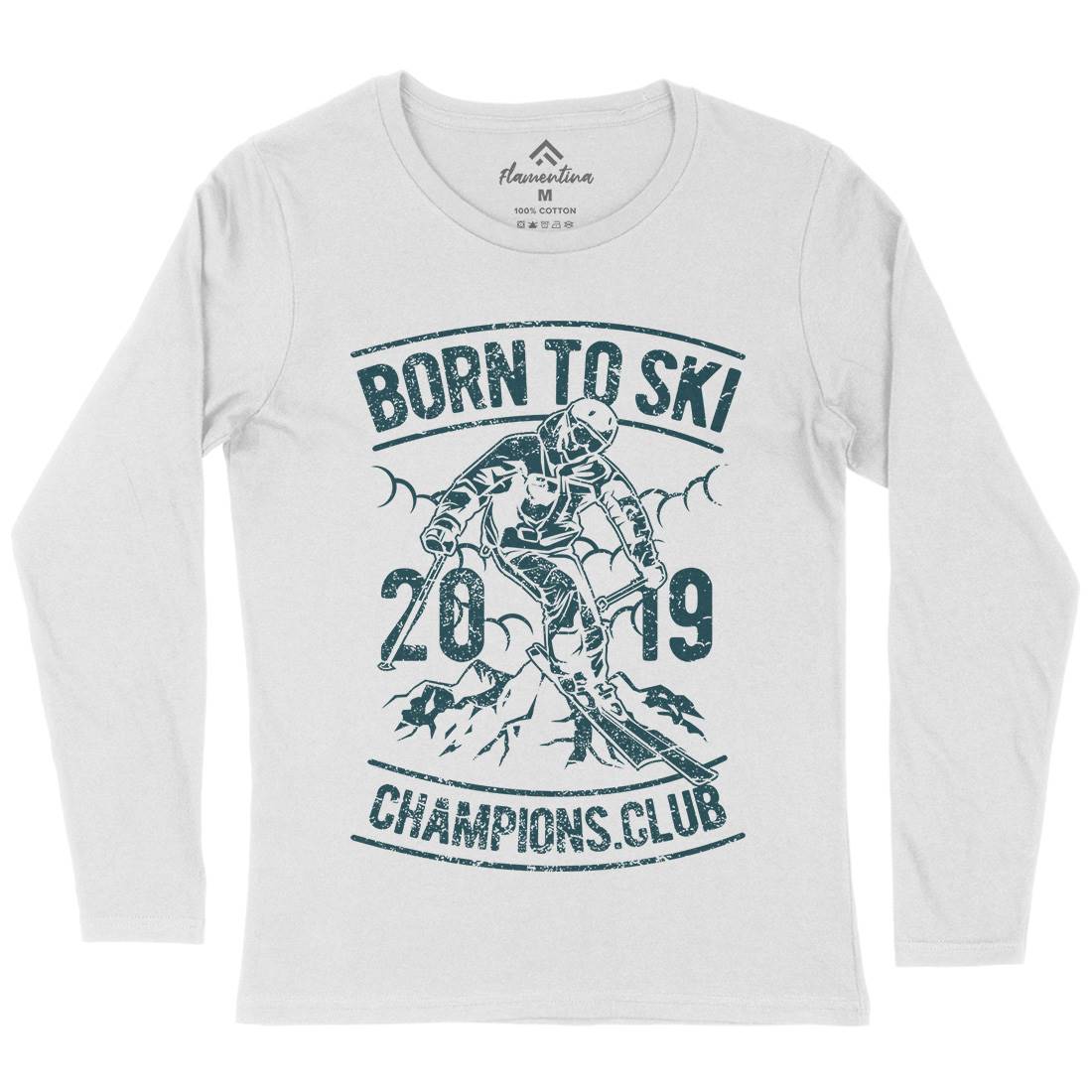 Born To Ski Womens Long Sleeve T-Shirt Sport A624
