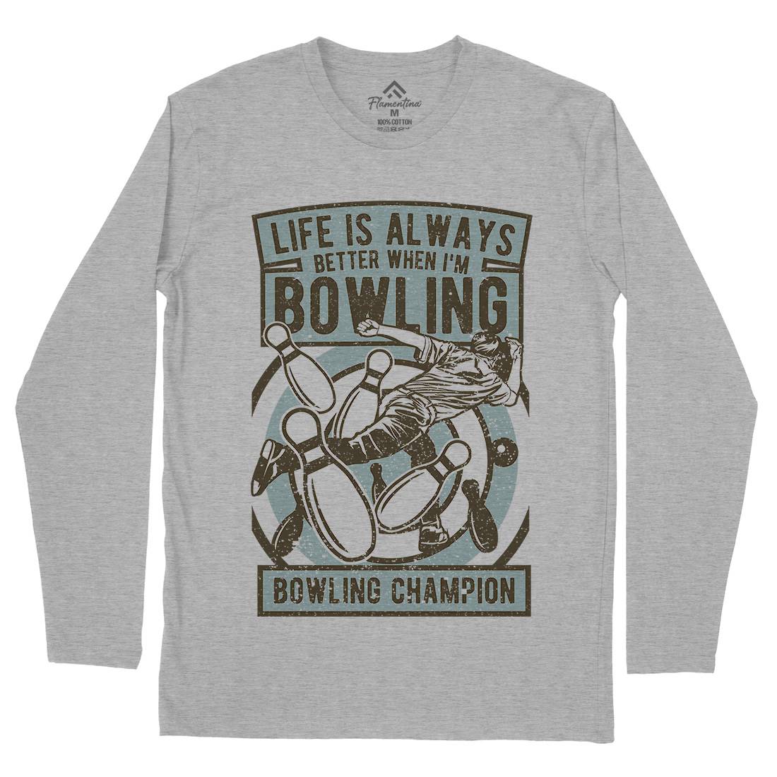 Bowling Champion Mens Long Sleeve T-Shirt Sport A625