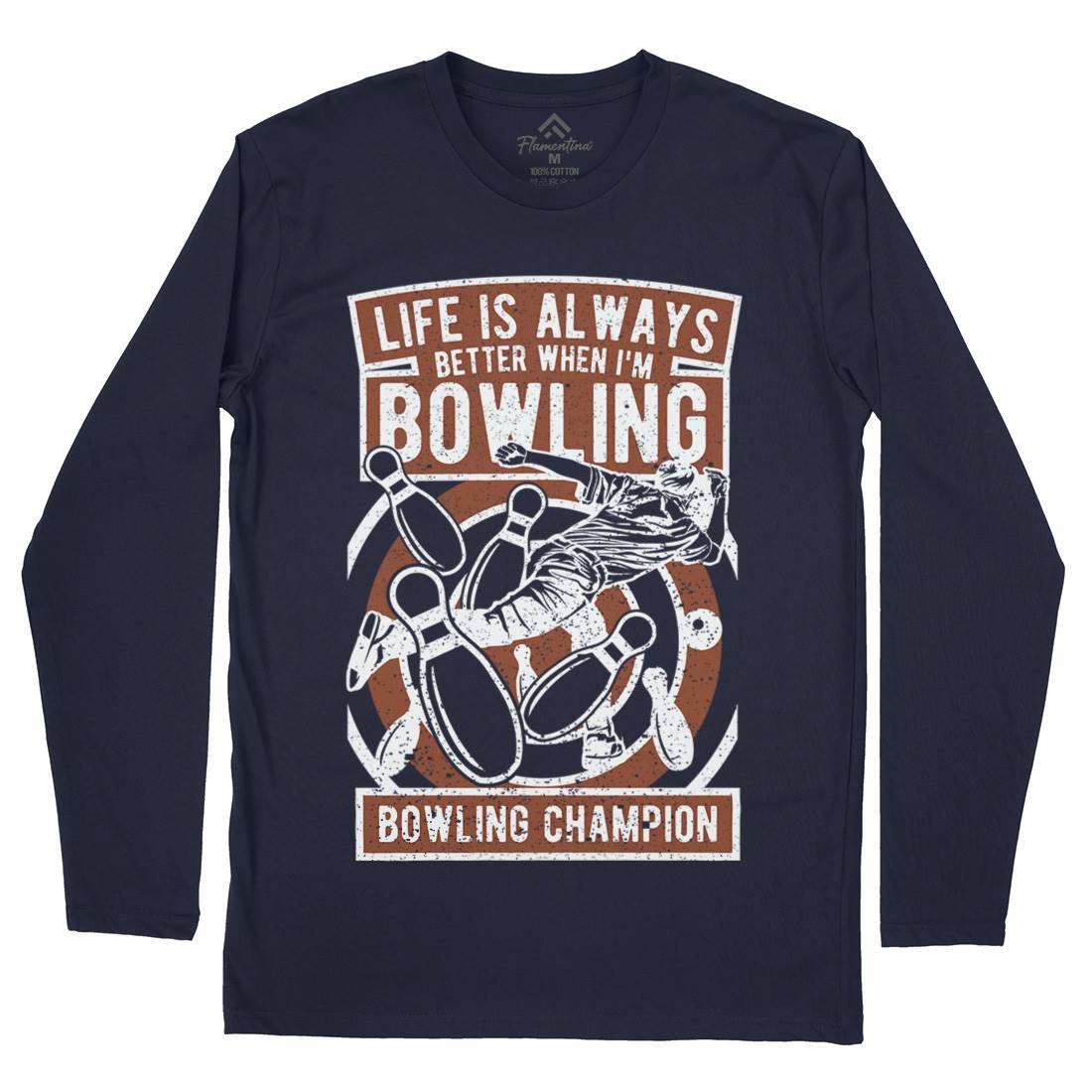 Bowling Champion Mens Long Sleeve T-Shirt Sport A625