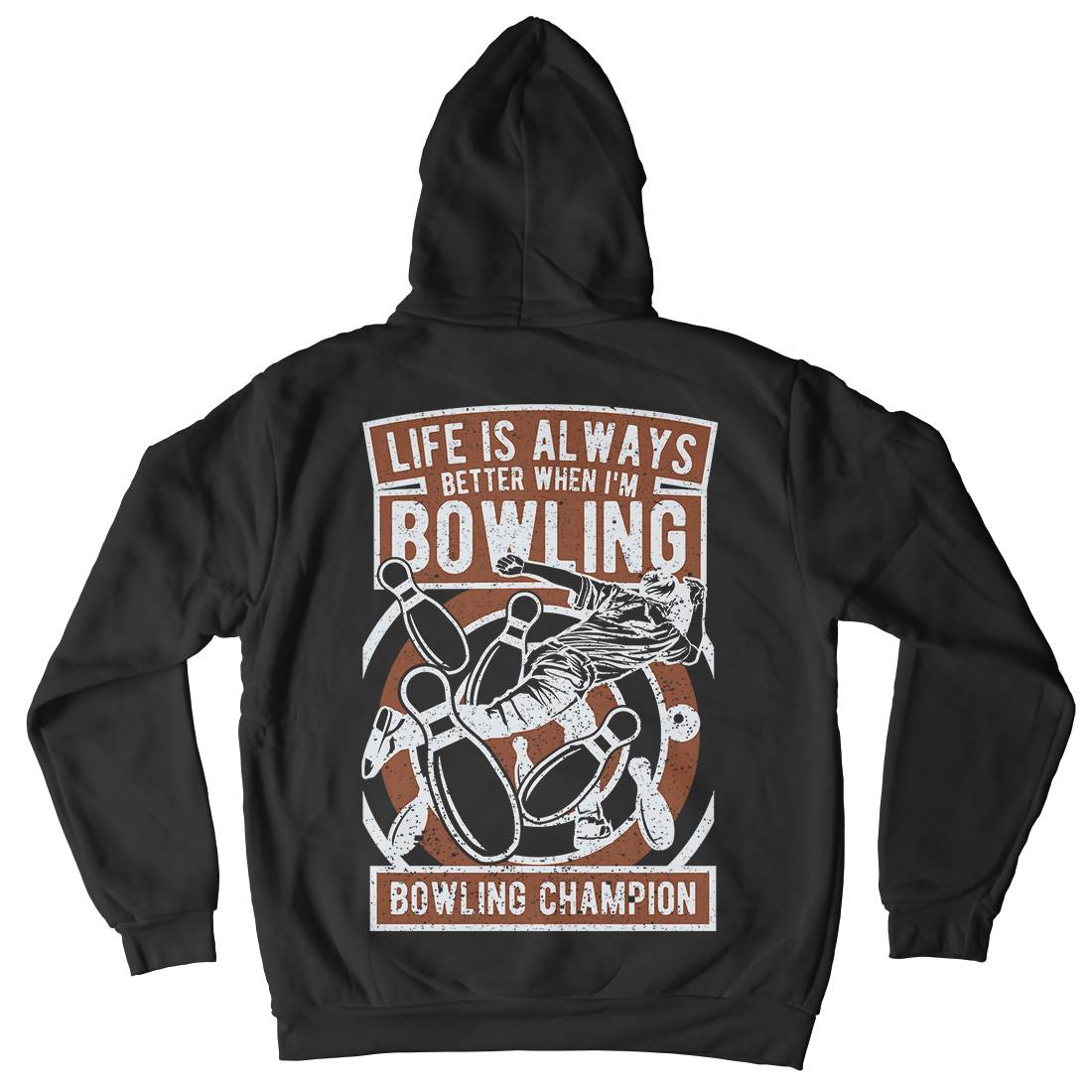 Bowling Champion Mens Hoodie With Pocket Sport A625