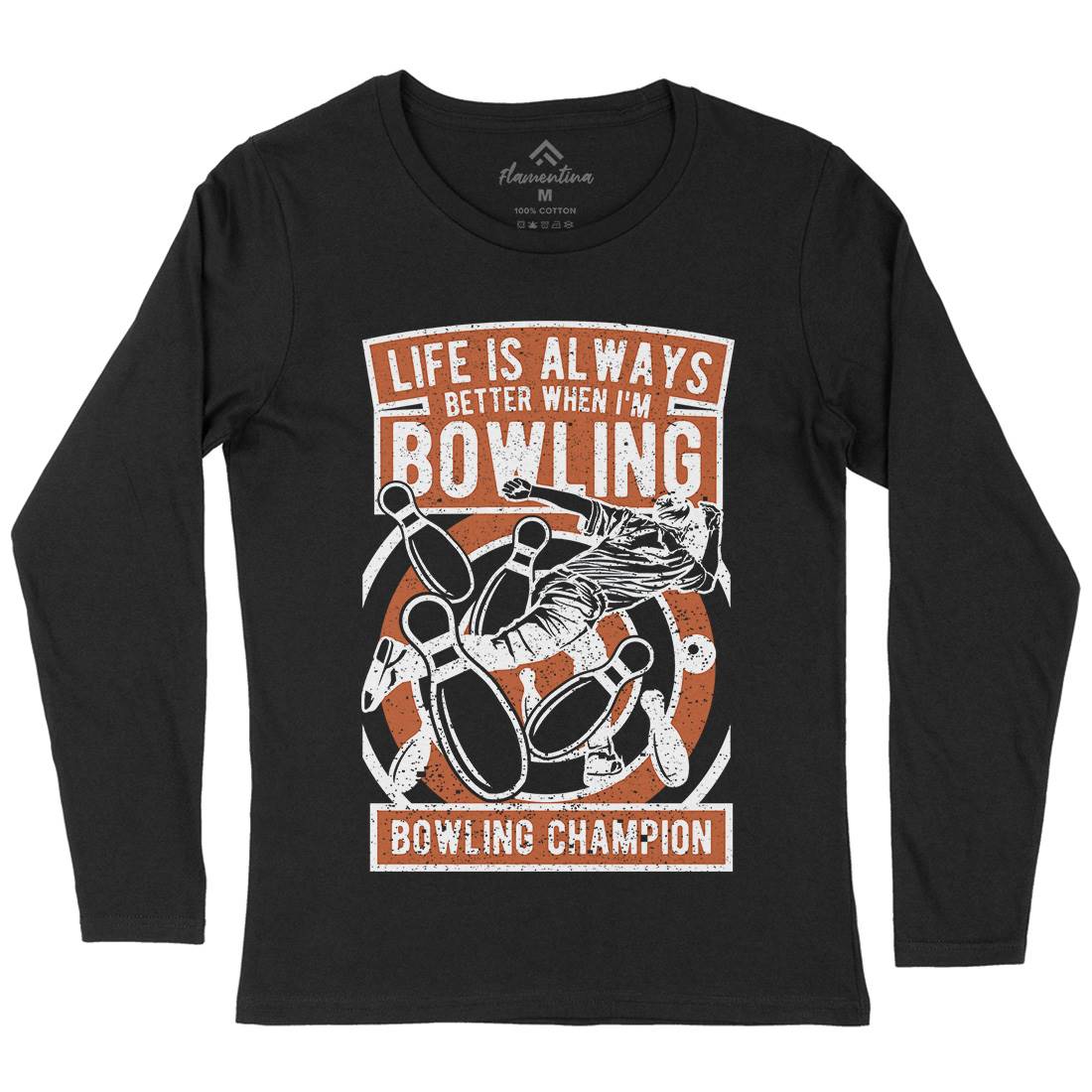 Bowling Champion Womens Long Sleeve T-Shirt Sport A625