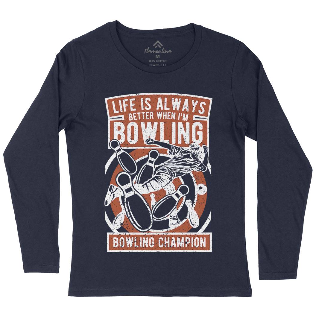 Bowling Champion Womens Long Sleeve T-Shirt Sport A625